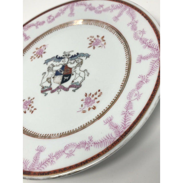 Ceramic Antique Corsican French-Italian Coat of Arms Sola Viriue Invest Plate For Sale - Image 7 of 11
