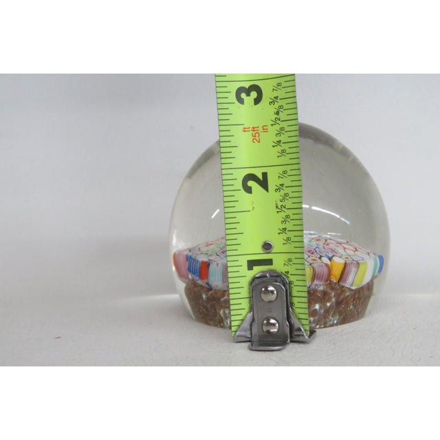 Transparent Art Glass Round Egg Paper Weight Italian Murano Style Millefiori Flowers 5132b For Sale - Image 8 of 10