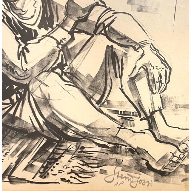 Modern Jossi Stern, Israeli Jerusalem Judaica Sephardic Rabbi, Boy, Torah Art Drawing Bezalel School For Sale - Image 3 of 6