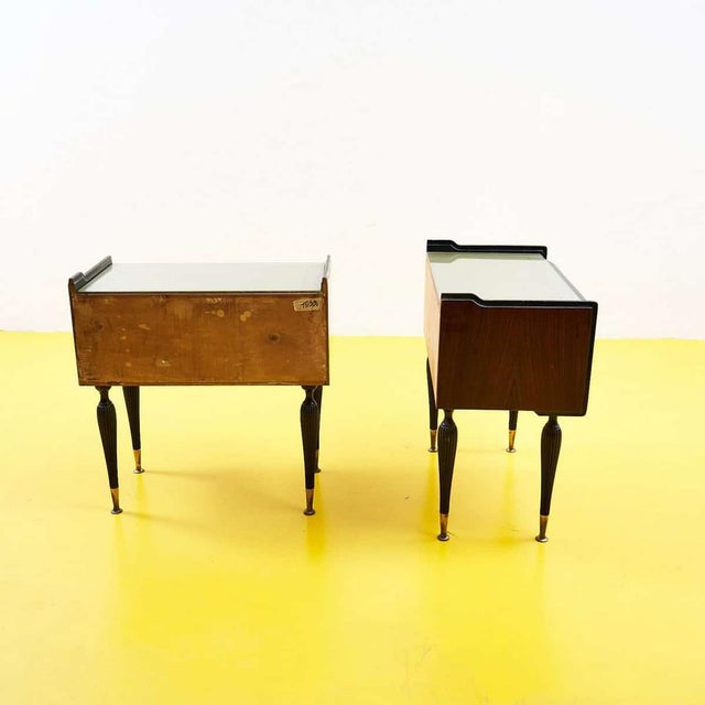 Bedside Tables with Glass Top, 1950s, Set of 2 For Sale - Image 9 of 11