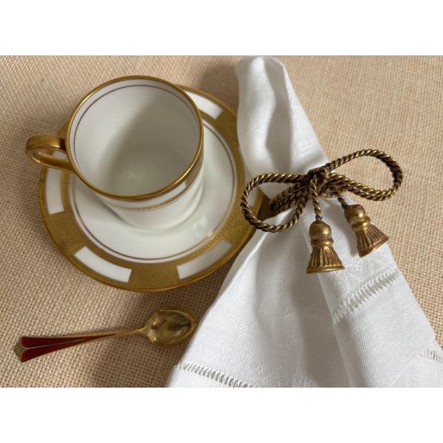 Vintage Mid Century Regency Brass Tassel Bow Napkin Rings Set of 13 For Sale - Image 10 of 10