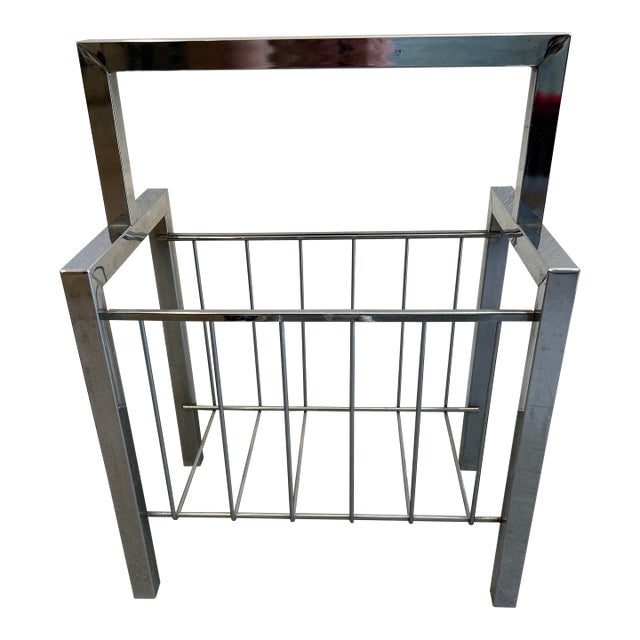 Vintage Chrome Magazine Rack For Sale