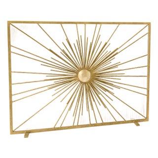 Brilliant Gold Sunburst Fireplace Screen For Sale