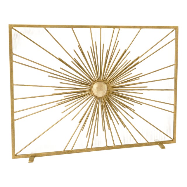 Brilliant Gold Sunburst Fireplace Screen For Sale