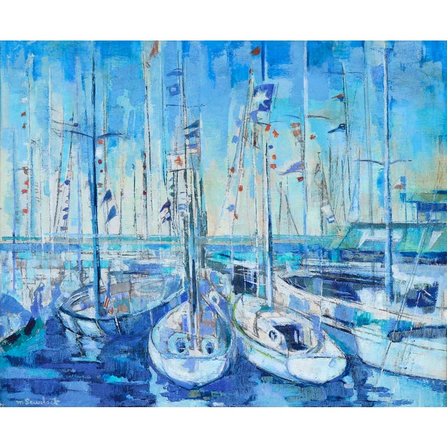 American Harbor in Blue - Abstracted Landscape by Martha Scurlock For Sale - Image 3 of 5