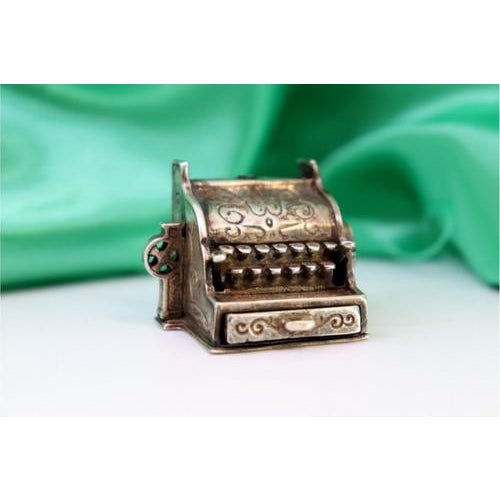 Vintage Silver Cash Register with Reliefs and Drawer For Sale - Image 5 of 6