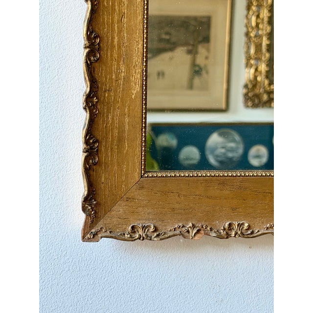 Gold Vintage French Style Giltwood Wall Mirror, C. 1940–1955 For Sale - Image 8 of 12