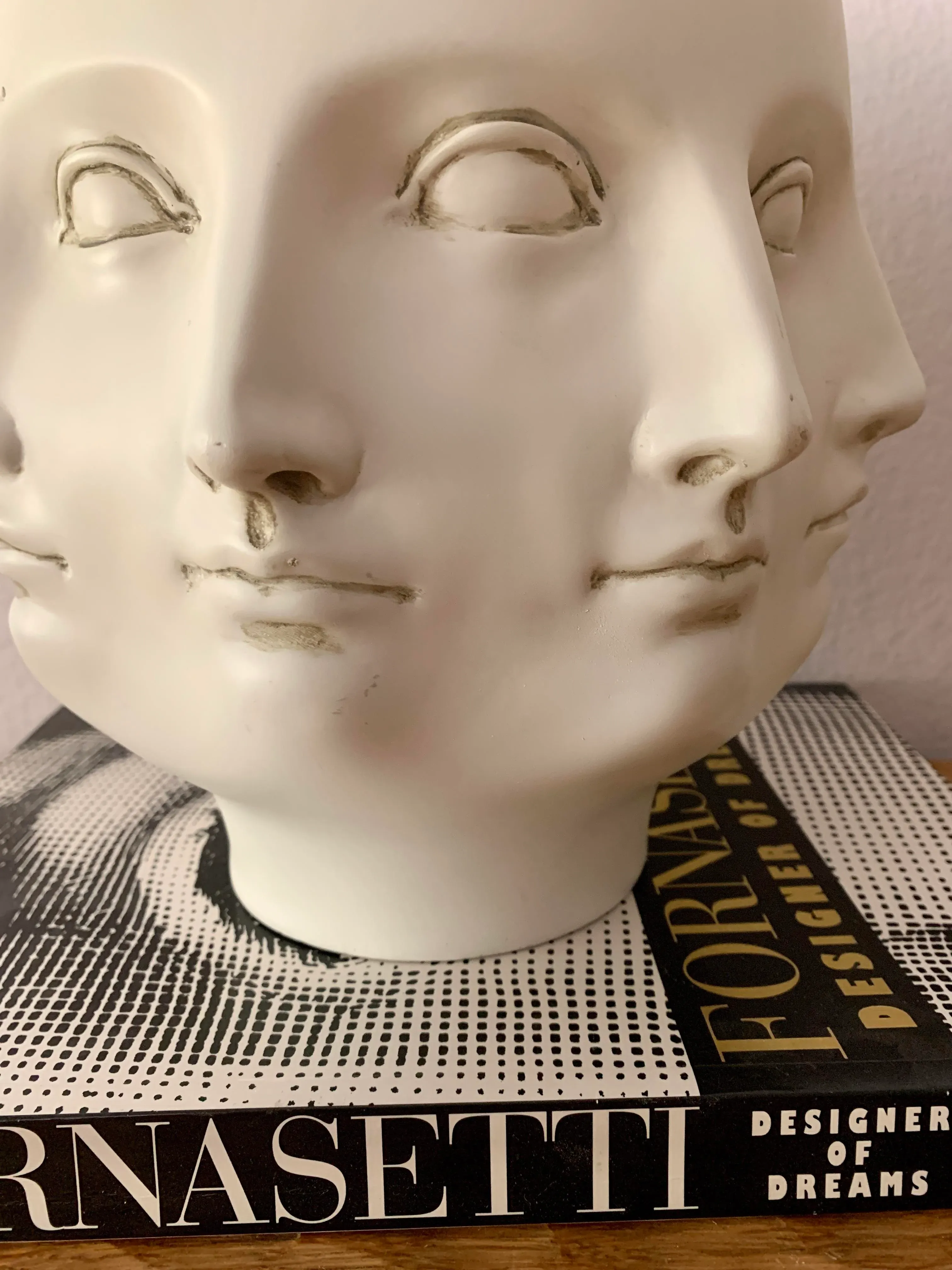 Abstract Fornasetti Style Sculpture TMS Perpetual Face Vase 2005