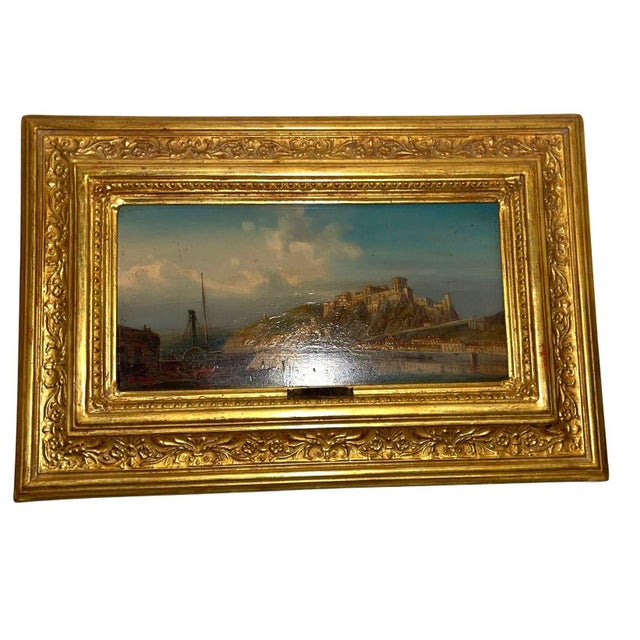 Late 19th Century Late 19th Century Pair of European Castle Landscape Paintings by M. Day For Sale - Image 5 of 11