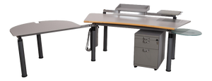 Adjustable Metropol Wood and Metal Desk with Rolling Container and Storage in Off-White from Vitra