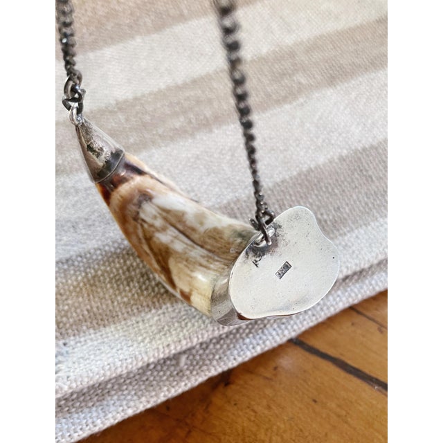 English Antique British Colonial Sterling & Antler Decanter Tag For Sale - Image 3 of 6