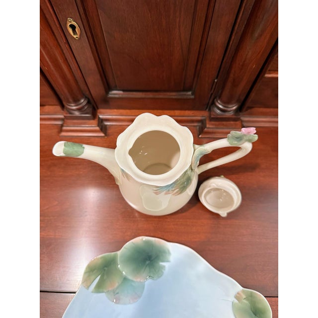 Ceramic Franz Porcelain "Amphibia" Frog Teapot Coffeepot, Discontinued, Pond Scene For Sale - Image 7 of 9