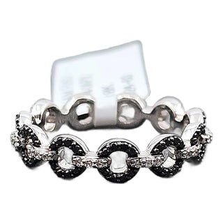 0.40 Ct Natural Black & White Diamond Ring Size 6 For Sale