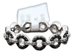 0.40 Ct Natural Black & White Diamond Ring Size 6