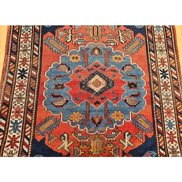 Antique Caucasian Kazak Area Rug, Handwoven Wool, Geometric Medallion Design, Late 1800s, 4' x 5' For Sale - Image 15 of 18