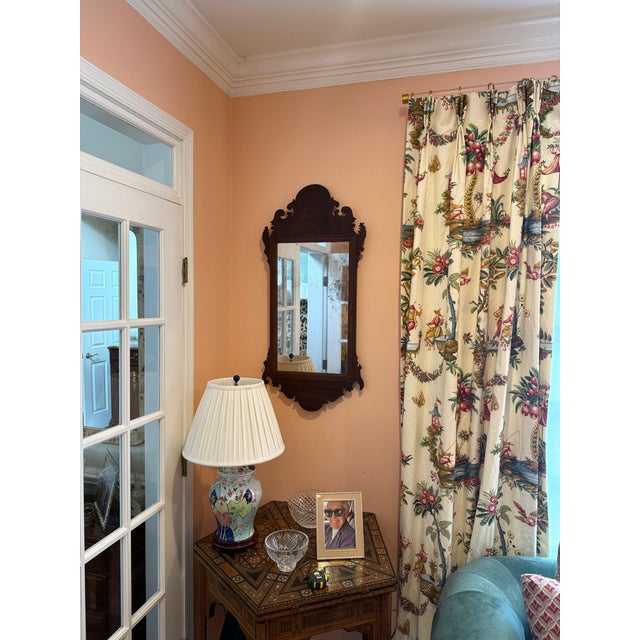 Wood 19th-Century American Mahogany Scrollwork Wall Mirror With Original Foxed Glass For Sale - Image 7 of 8