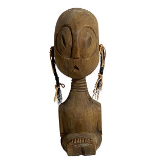 Vintage Tribal Sculpture of a Seating Female For Sale