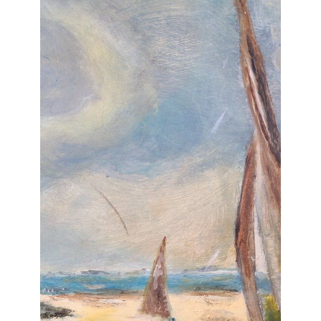 Vintage 1940s Impressionist Sailboat Oil Painting For Sale - Image 10 of 17