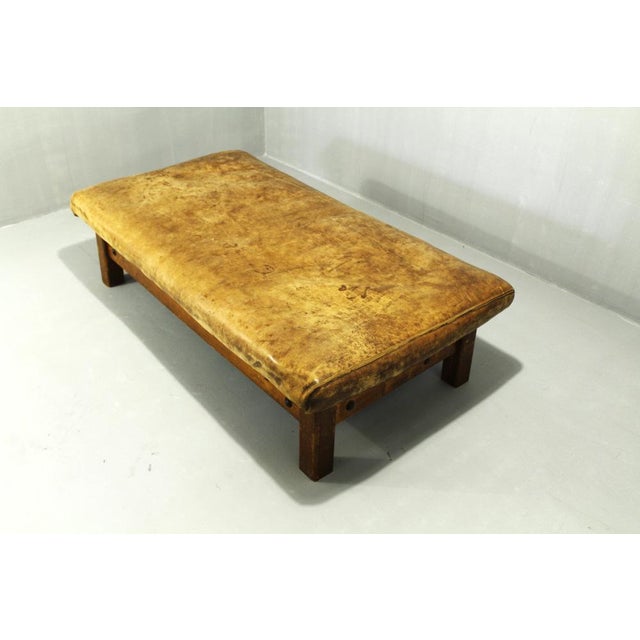 Wood Large Leather Daybed, 1920s For Sale - Image 7 of 11