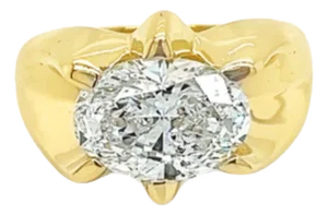 Gia Certified 3.5 Carat Lab Grown Diamond Oval Solitaire Mens Ring in 14k Gold