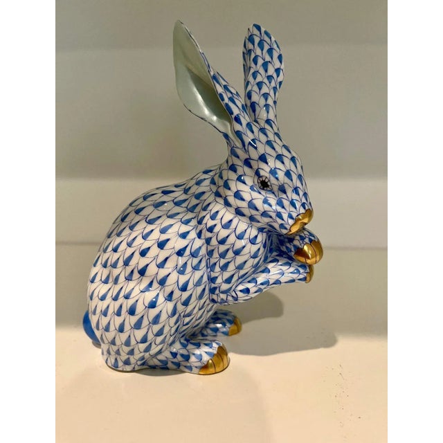 Herend Blue Fishnet Rabbit 