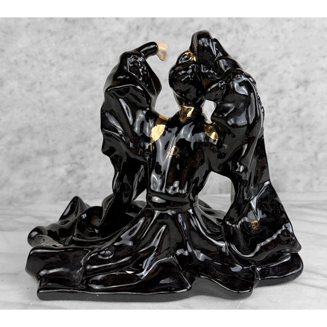 Ceramic Vintage Asian Chinoiserie Hollywood Regency Women Dancer Porcelain Sculpture For Sale - Image 7 of 9