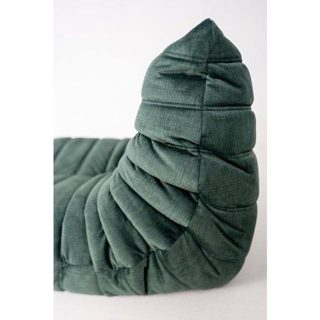 Togo Lounge Chair and Pouf in Dark Mint Velvet by Michel Ducaroy for Ligne Roset, 1973, Set of 2 For Sale - Image 14 of 18