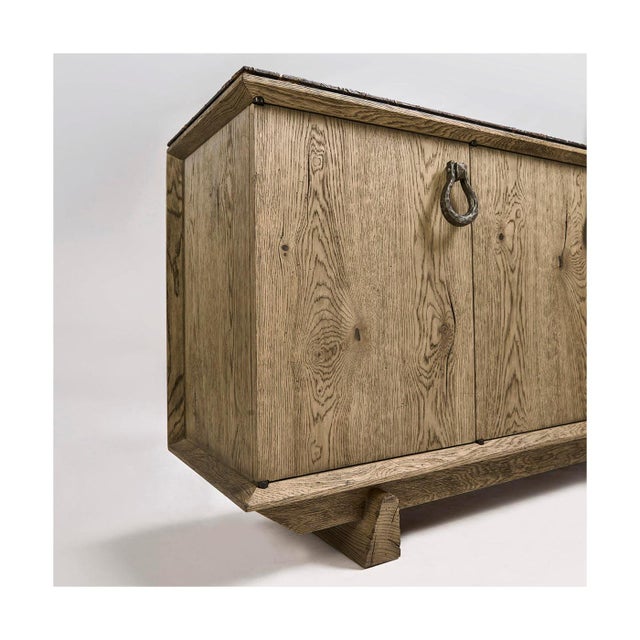 Brown Rustic Oak and Marble Buffet For Sale - Image 8 of 13