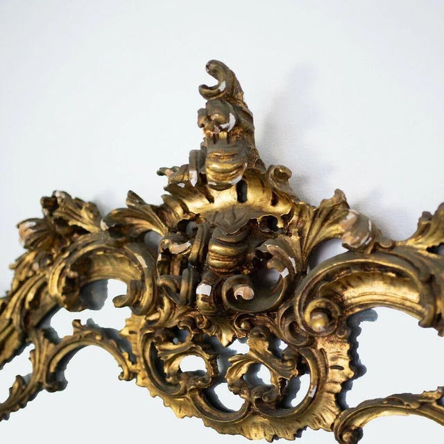 1950s Vintage Golden Wood Mirror with Inlays, 1950s For Sale - Image 5 of 10