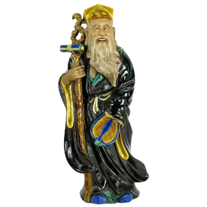 Large Early 20th Century Porcelain of Chinese Religious Figure, Zhongli Quan