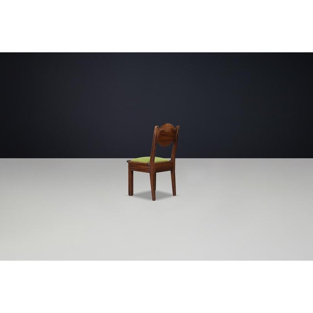 Gold Vintage French Carved Oak Dining Chairs with Original Velvet, 1930s, Set of 6 For Sale - Image 8 of 11