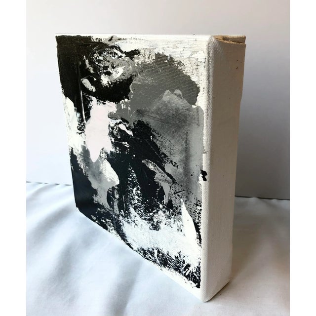 Original abstract acrylic painting on gallery wrapped canvas. Black/white and gray hues with a blush accent. Signed and...