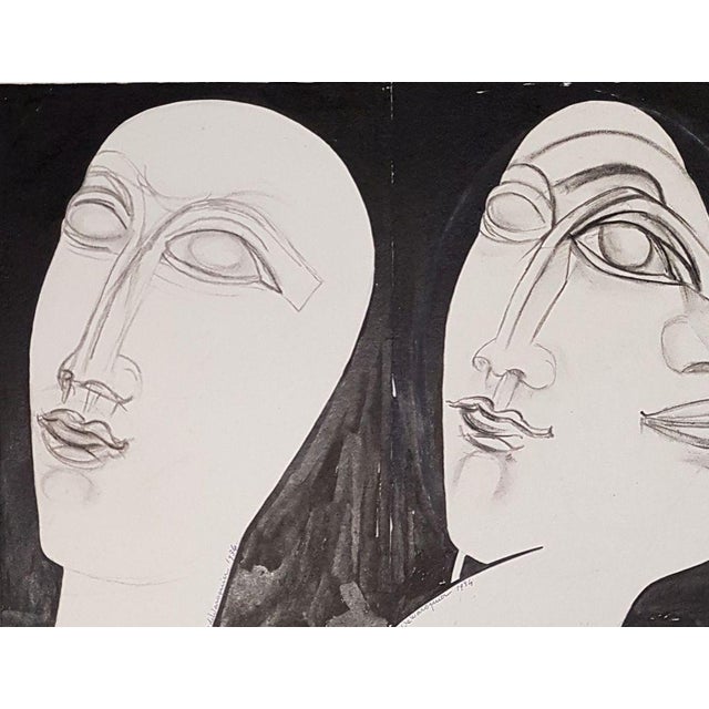 Young Woman and Her Double Drawing by Henry de Waroquier, 1934 For Sale - Image 4 of 8