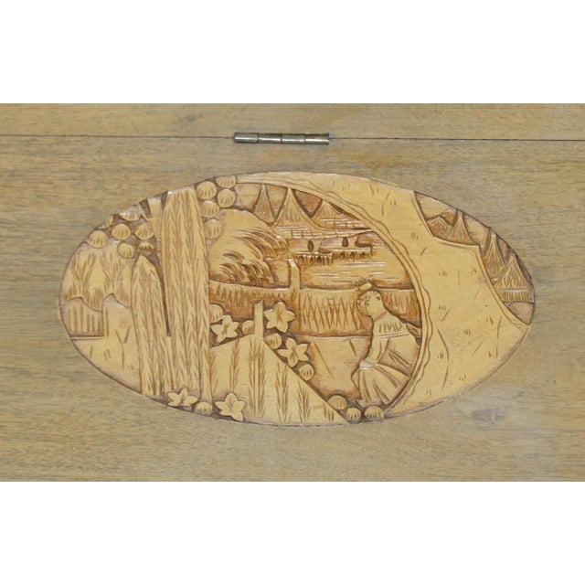 Antique Chinese Export Heavily Carved Camphor Wood Linen Toy Chest, 1920s For Sale - Image 13 of 18