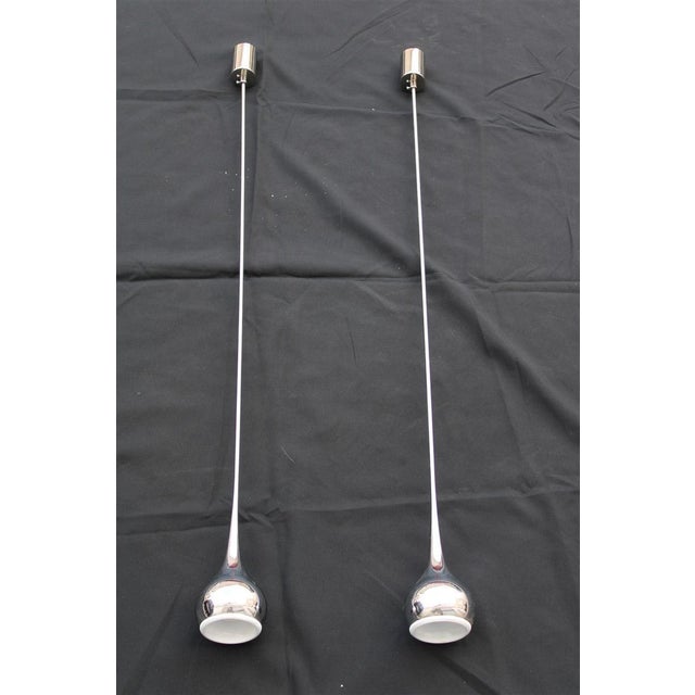 Esperia Minimal Chandelier in Chromed Metal attributed to Angelo Brotto for Esperia Trombetta, 1970s For Sale - Image 4 of 10