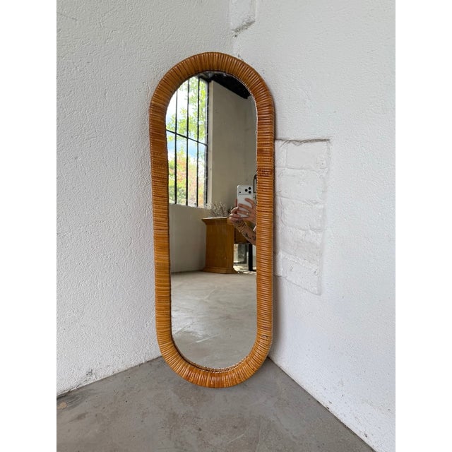 Oval Wicker Mirror, Italy, 1960s For Sale - Image 15 of 15