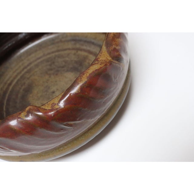Vintage Matte Maroon Glazed Ceramic Planter Bowl by Deanna Nichols For Sale - Image 11 of 15