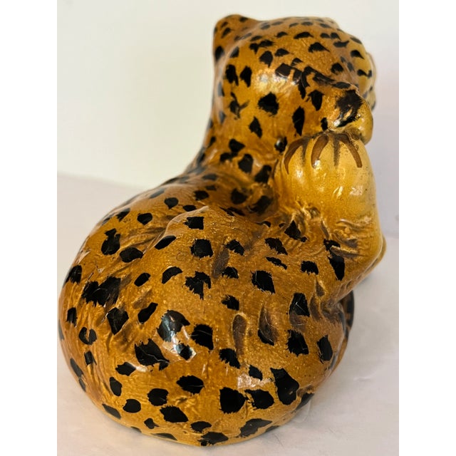 Tan Italian Terracotta Leopard Cub Small Figurine For Sale - Image 8 of 12