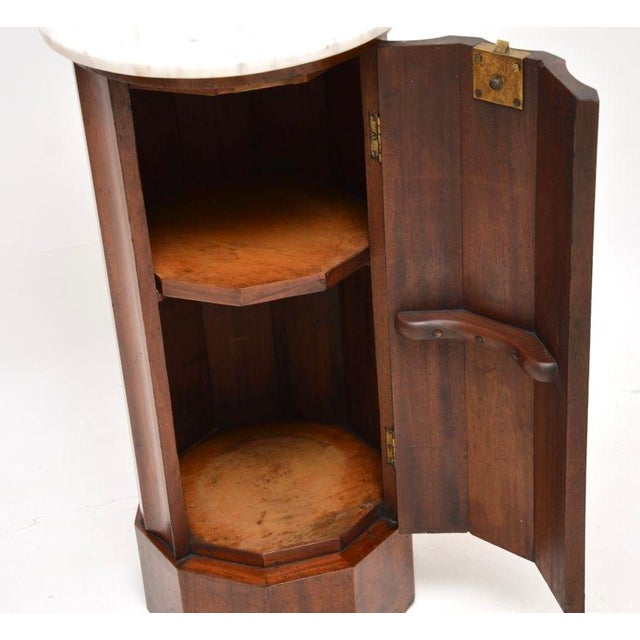 Antique Victorian Marble Top Cylinder Pedestal Cabinet, 1840s For Sale - Image 4 of 11