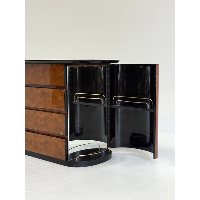Vintage Chest of Drawers in Lacquered Burl Wood with Bar by Voltan, 1970s For Sale - Image 6 of 10