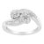 Contemporary 14K White Gold Round and Baguette Diamond Bypass Ring (1/2 cttw, H-I Color, I1-I2 Clarity) - Ring Size 6 For Sale - Image 3 of 7