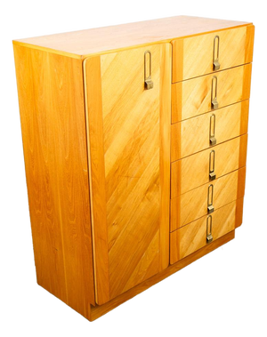 Mid Century Danish Modern Highboy Dresser Cabinet 6 Drawers Blonde Canadian MCM