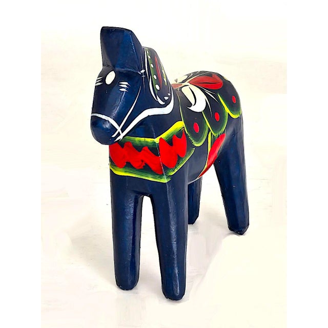 Late 20th Century Swedish Folk Art Vintage Hand Painted Dala Horse For Sale - Image 5 of 11