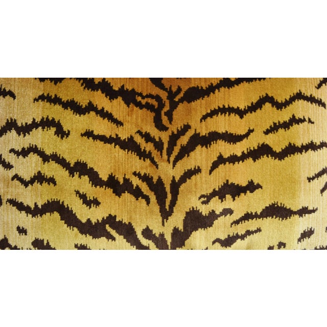 English Italian Scalamandre Le Tigre Tiger Velvet Feather/Down Pillow For Sale - Image 3 of 4