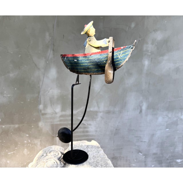Vintage Folk Art Nautical Metal Toy Sailor Pendulum Sculpture, 1950s For Sale - Image 11 of 13