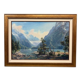 Ivan Clarke "Mountain Landscape With Lake" Original Oil Painting For Sale