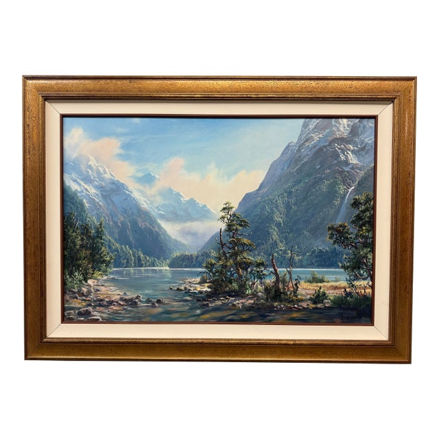 Ivan Clarke "Mountain Landscape With Lake" Original Oil Painting For Sale