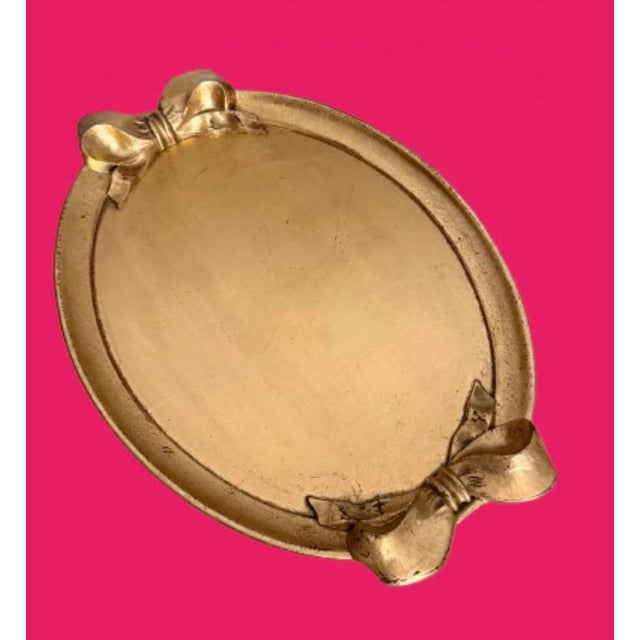 Mid 20th Century Vintage Italian Gold Leaf Wood Serving Tray For Sale - Image 5 of 10