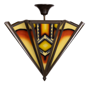 Dutch Art Deco Stained Glass Pendant Light, 1930