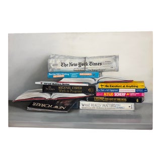 Original Contemporary Realism Gail Chandler Oil Painting Still Life Books Art For Sale